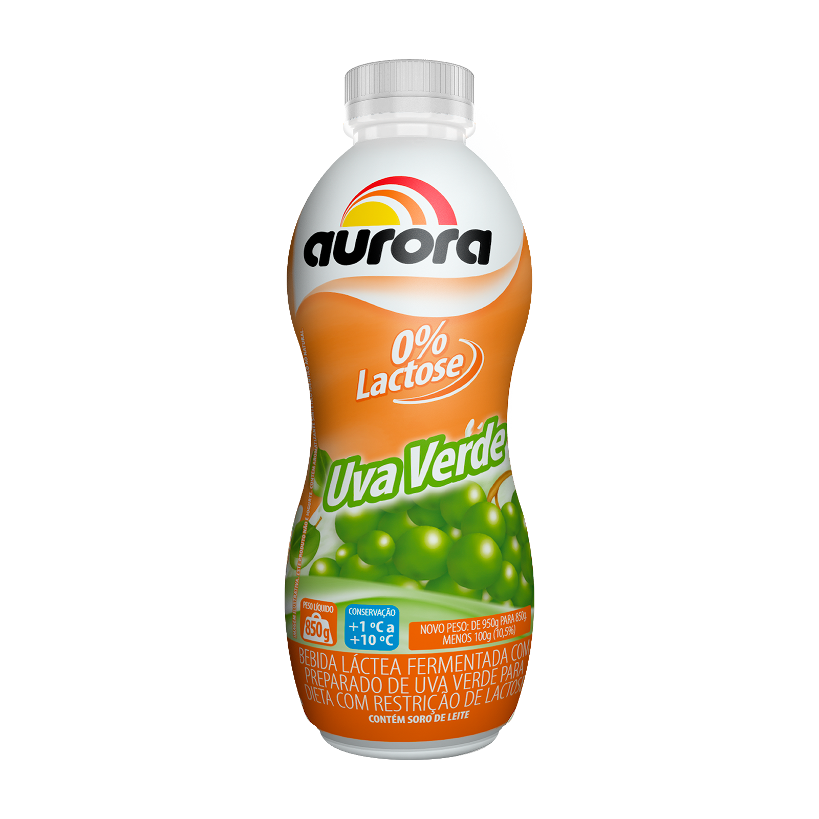 Bebida láctea uva verde 0% lactose Aurora 850g