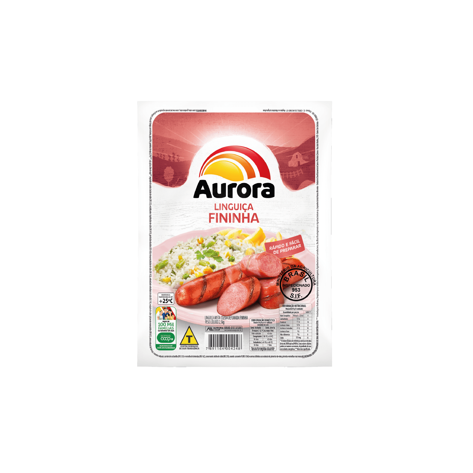 Linguiça Fininha Aurora 2.5 Kg