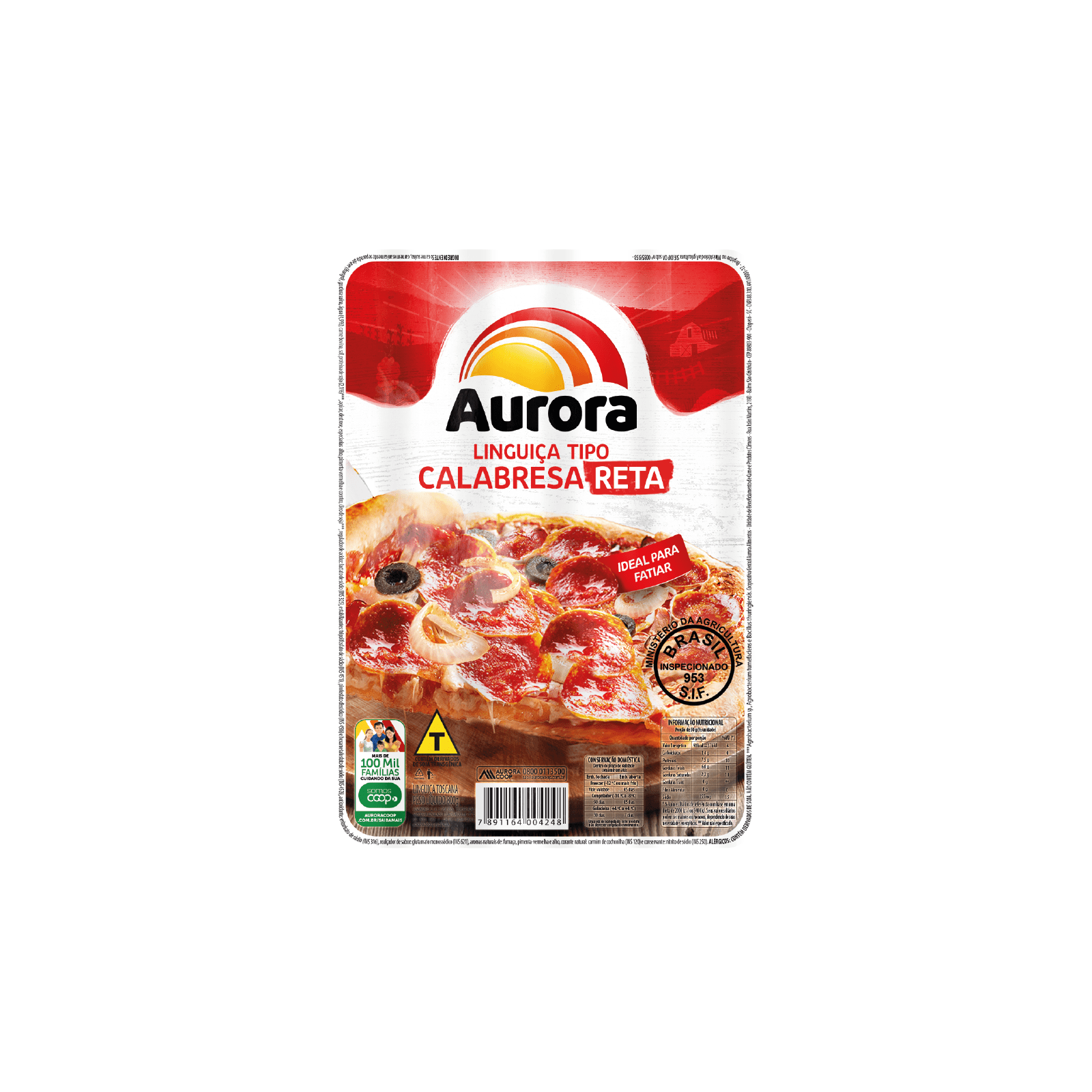 Linguiça Calabresa Defumada Reta Aurora 3kg