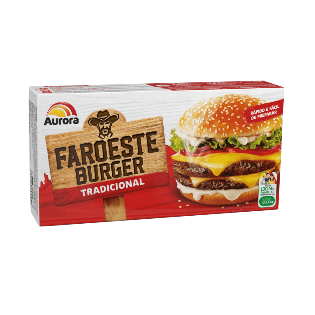 Faroeste Burger Caixeta Aurora 672g Aurora, a gente faz com gosto tudo que você gosta.