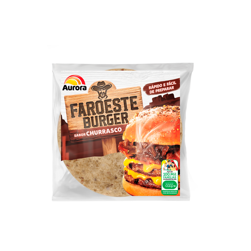 Faroeste Burger Churrasco Granel Aurora 90g Aurora, a gente faz com gosto tudo que você gosta.