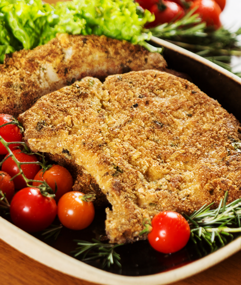 Bisteca Suína com Crosta de Ervas e Parmesão