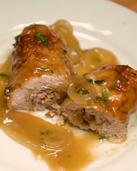 Frango Agridoce Recheado de Maçã e Bacon